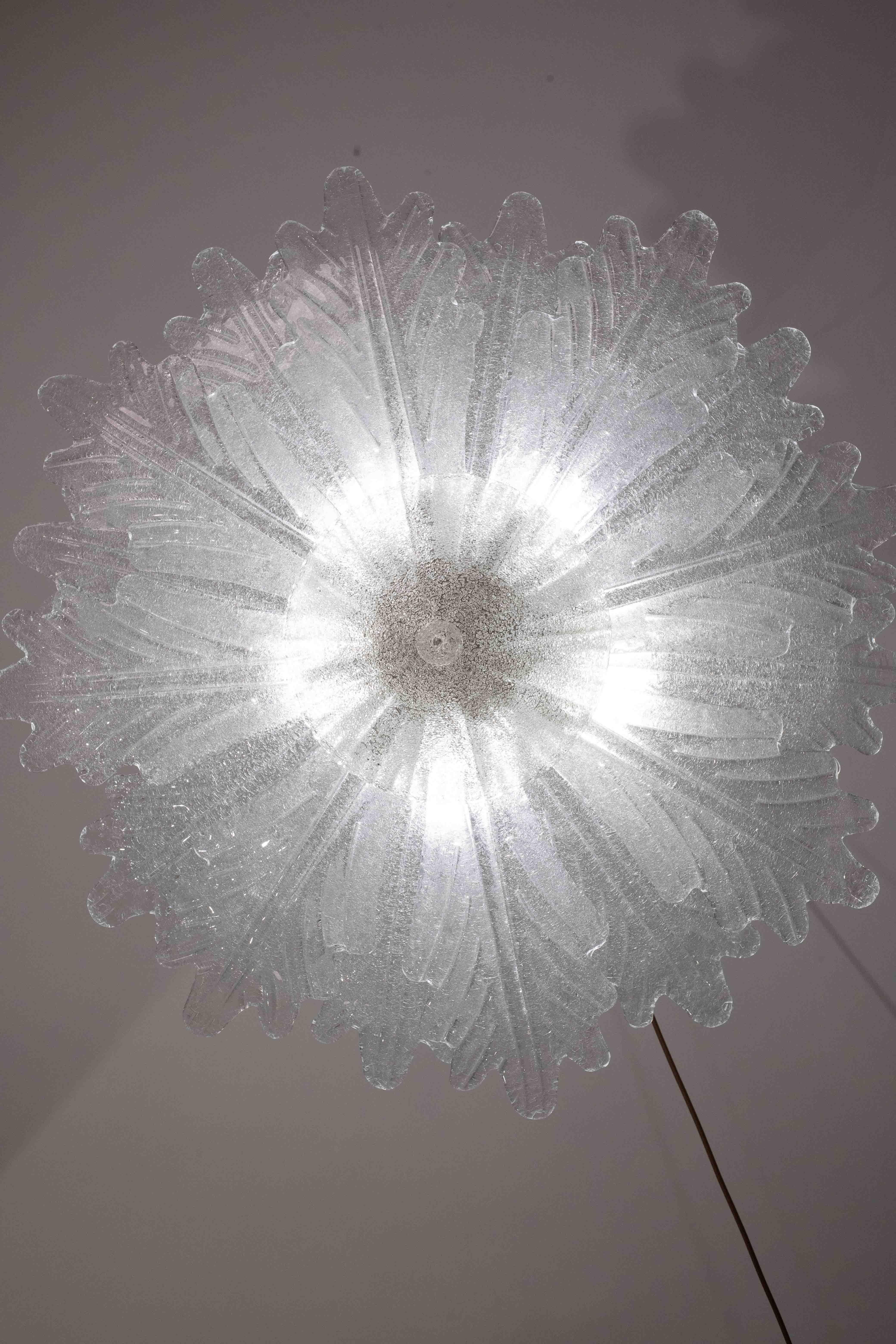 Set of 2 Ravello, Large Size Vintage Murano Trasparent Glass Ceiling Light For Sale 2