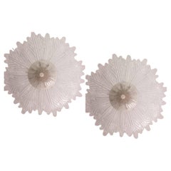 Set of 2 Ravello, Large Size Vintage Murano Trasparent Glass Ceiling Light (Jeu de 2 plafonniers en verre de Murano)