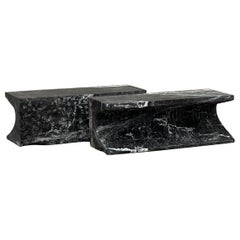 Set Of 2 Raza Sculptural Coffee Tables in Black Marble by Andres Monnier