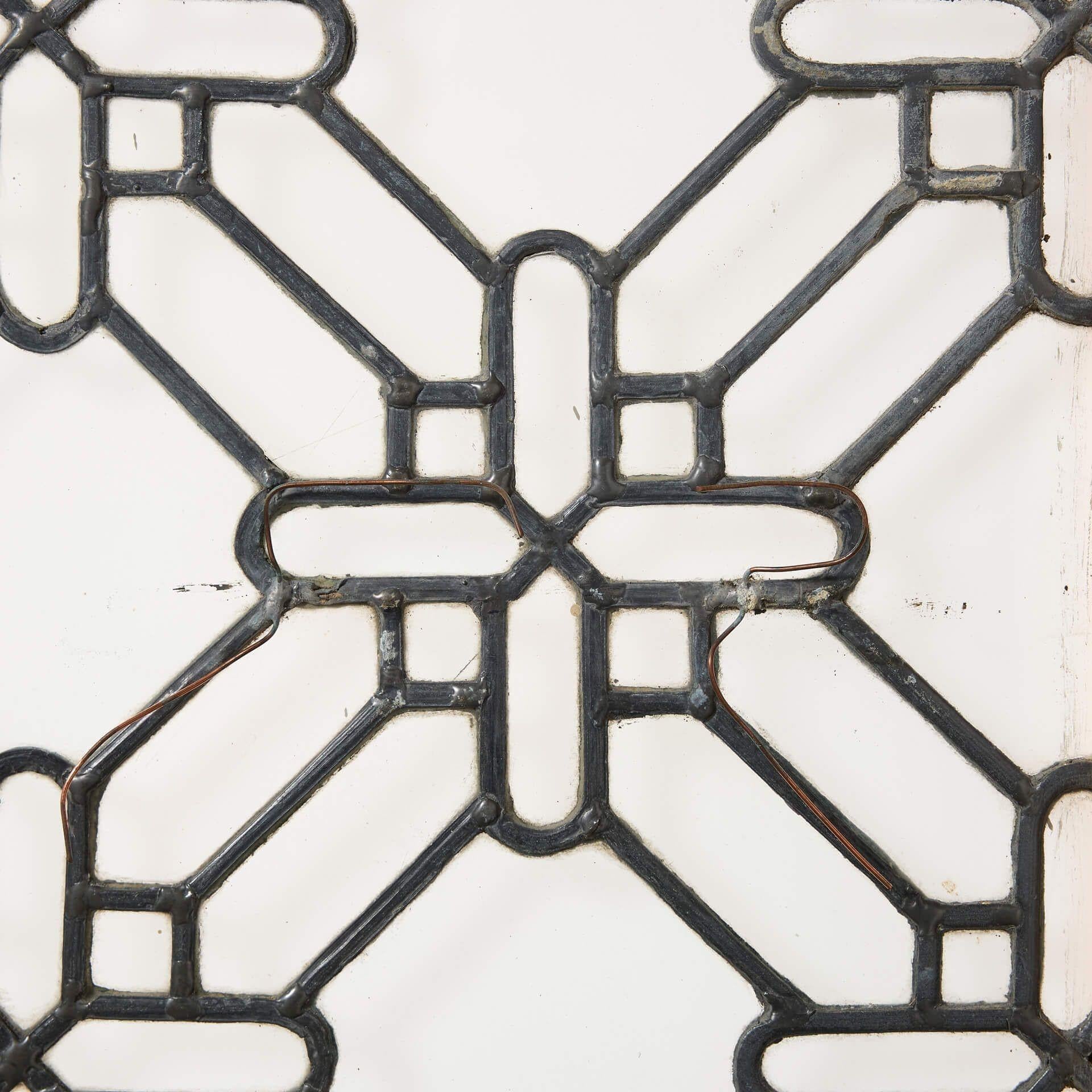 Edwardian Set of 2 Reclaimed Geometric Glazed Windows For Sale