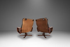 Set of 2 Reclining Chairs & Ottomans, Soda Galvano, Vatne Mobler, Norway, 1970s