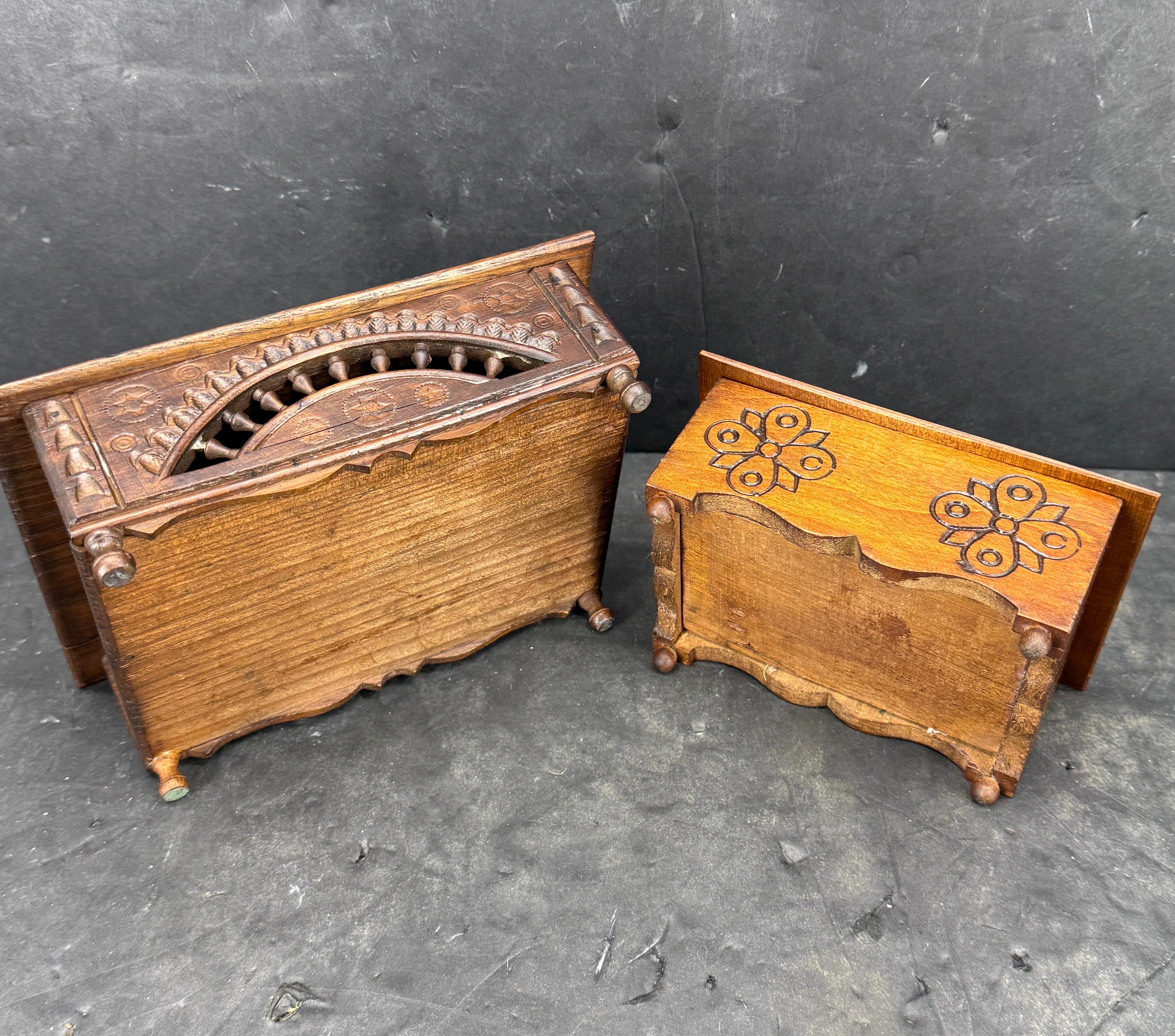 Fait main Lot de 2 boîtes à bijoux rectangulaires en bois breton français en vente