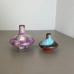 Set von 2 rot-schwarzen Studio-Keramik-Vasen-Objekten, Otto Keramik, Deutschland 1970