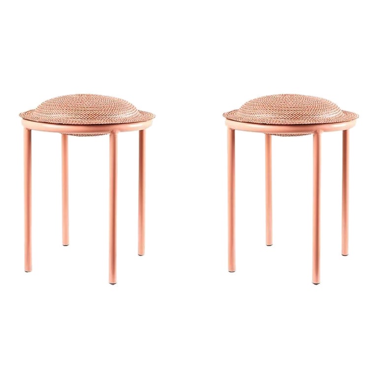 Set of 2 Red Cana Stool by Pauline Deltour For Sale