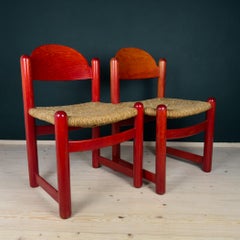 Set Of 2 Red Chairs mod. Padova By Hank Lowenstein, Italy 1970s