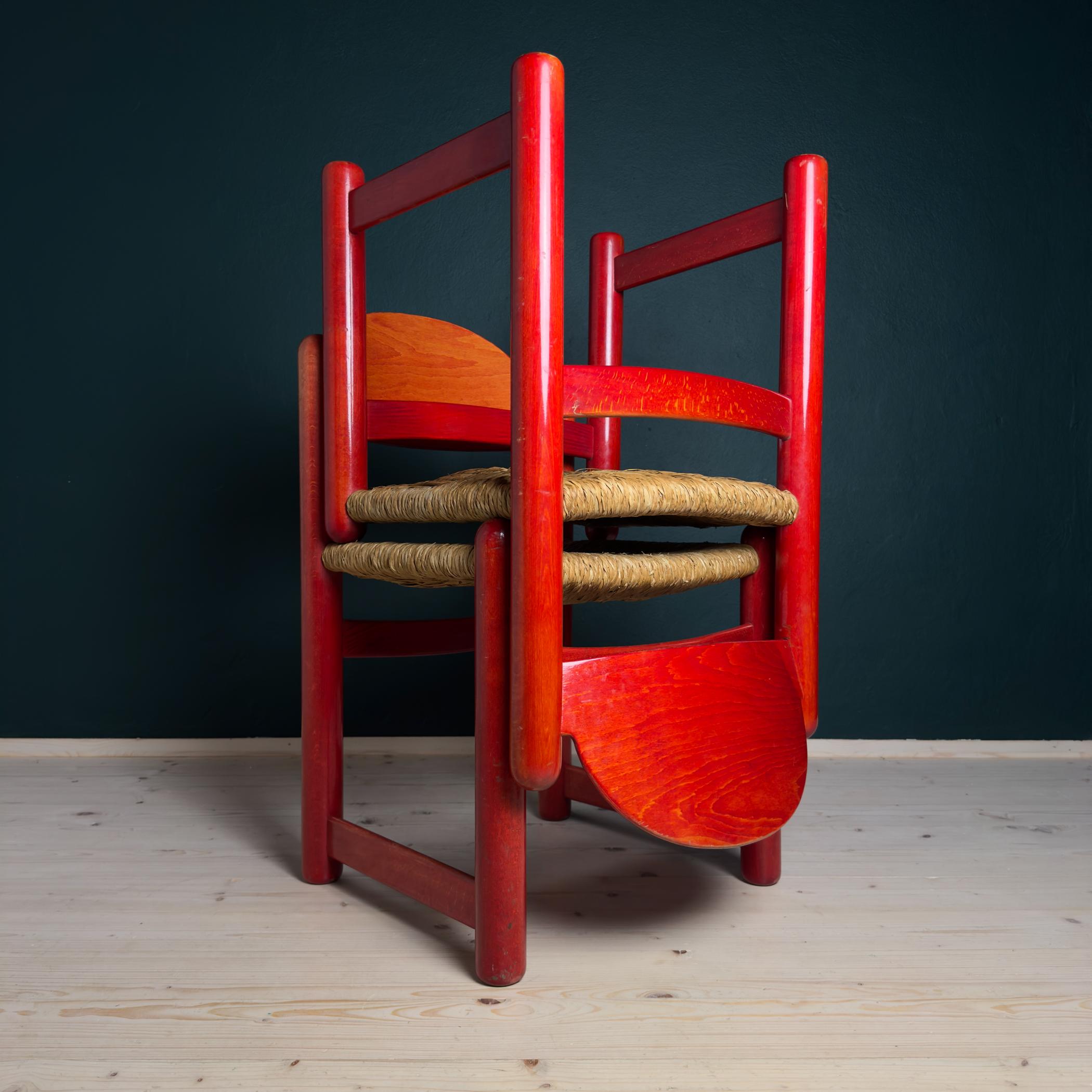 Set di 2 sedie rosse mod. Padova By Hank Lowenstein, Italia anni '70 In condizioni buone in vendita a Miklavž Pri Taboru, SI