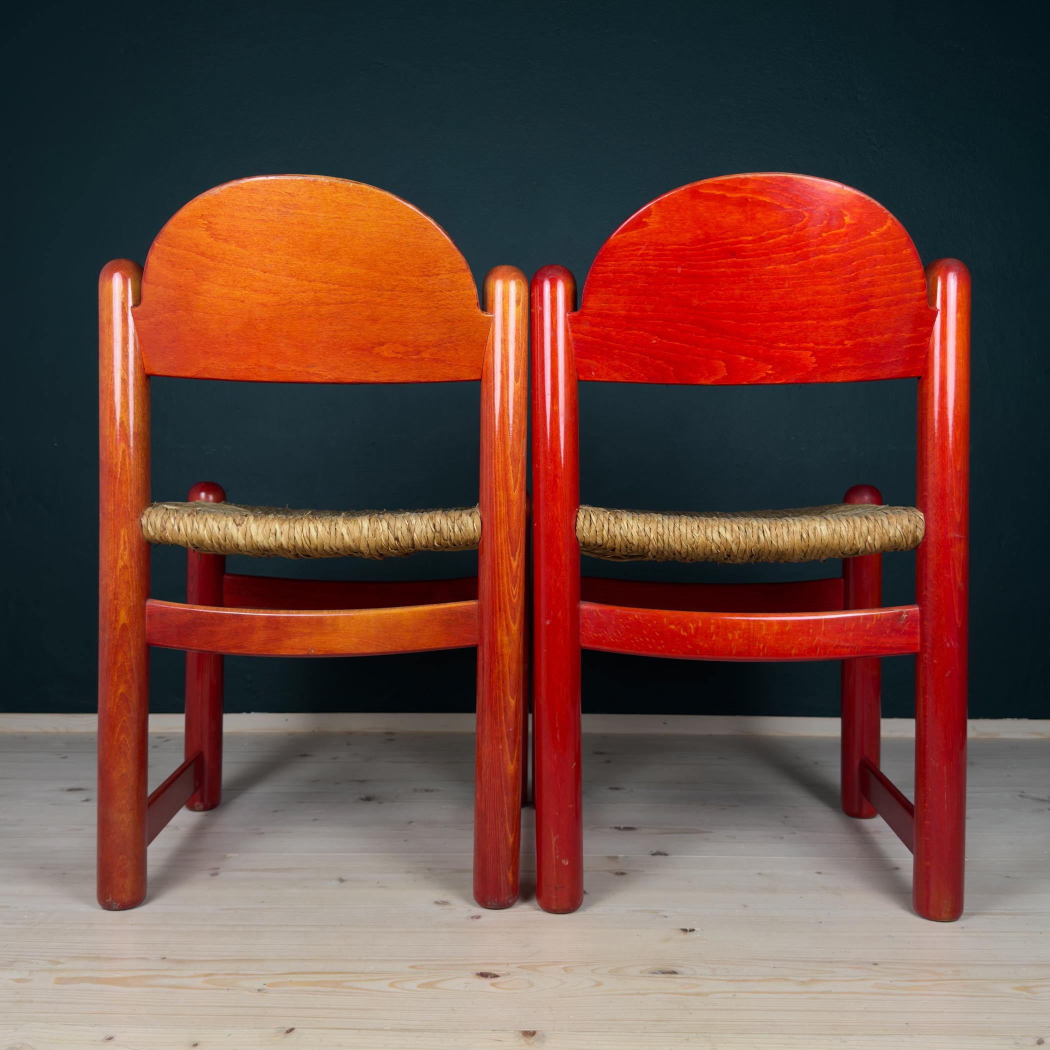 XX secolo Set di 2 sedie rosse mod. Padova By Hank Lowenstein, Italia anni '70 in vendita