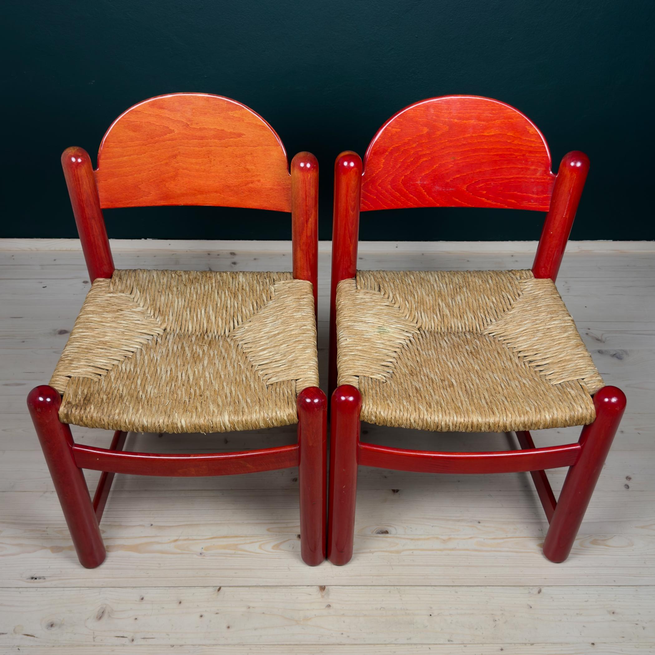 Set di 2 sedie rosse mod. Padova By Hank Lowenstein, Italia anni '70 in vendita 2