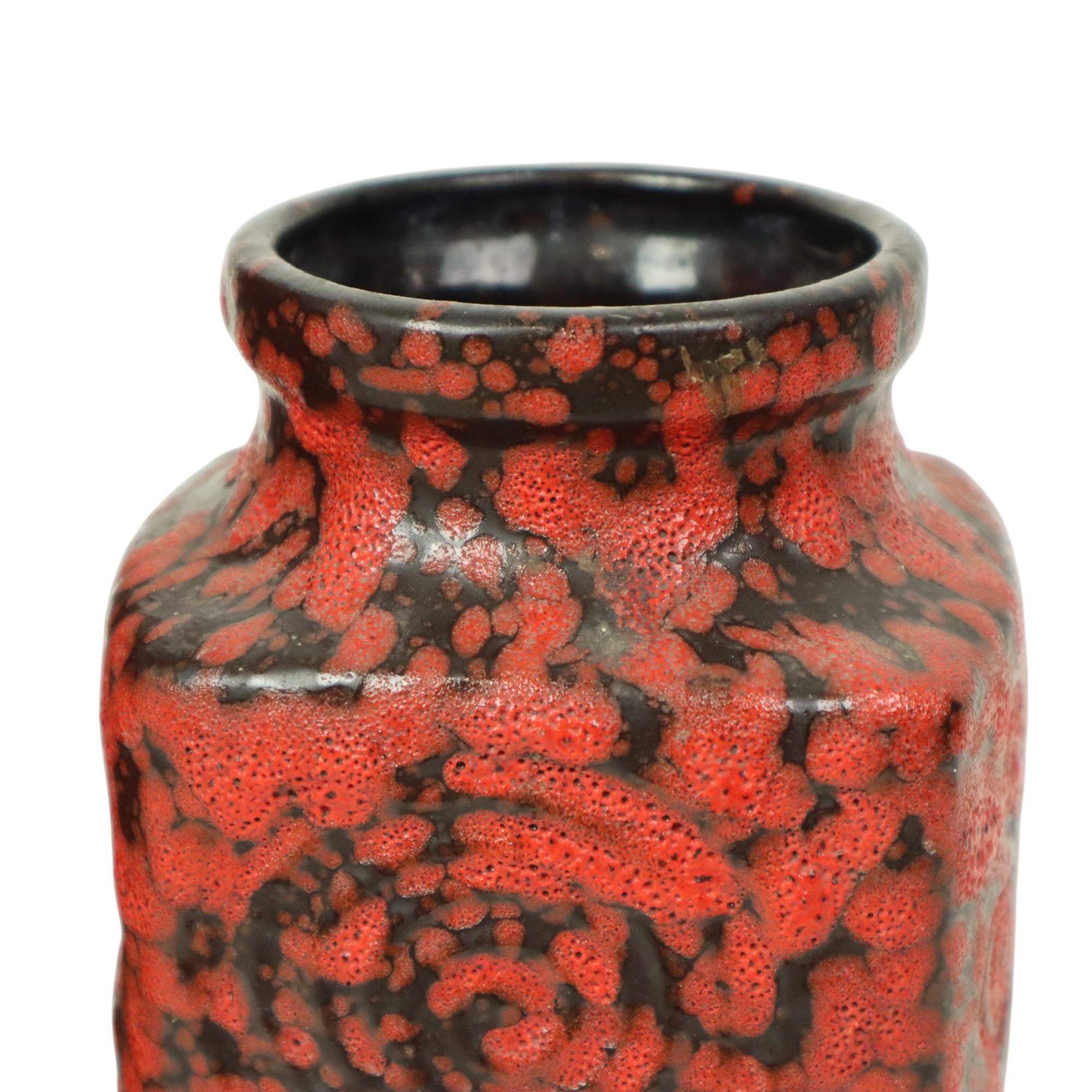 Set of 2 Red Fat Lava Vases Scheurich Jura West Germany For Sale 4
