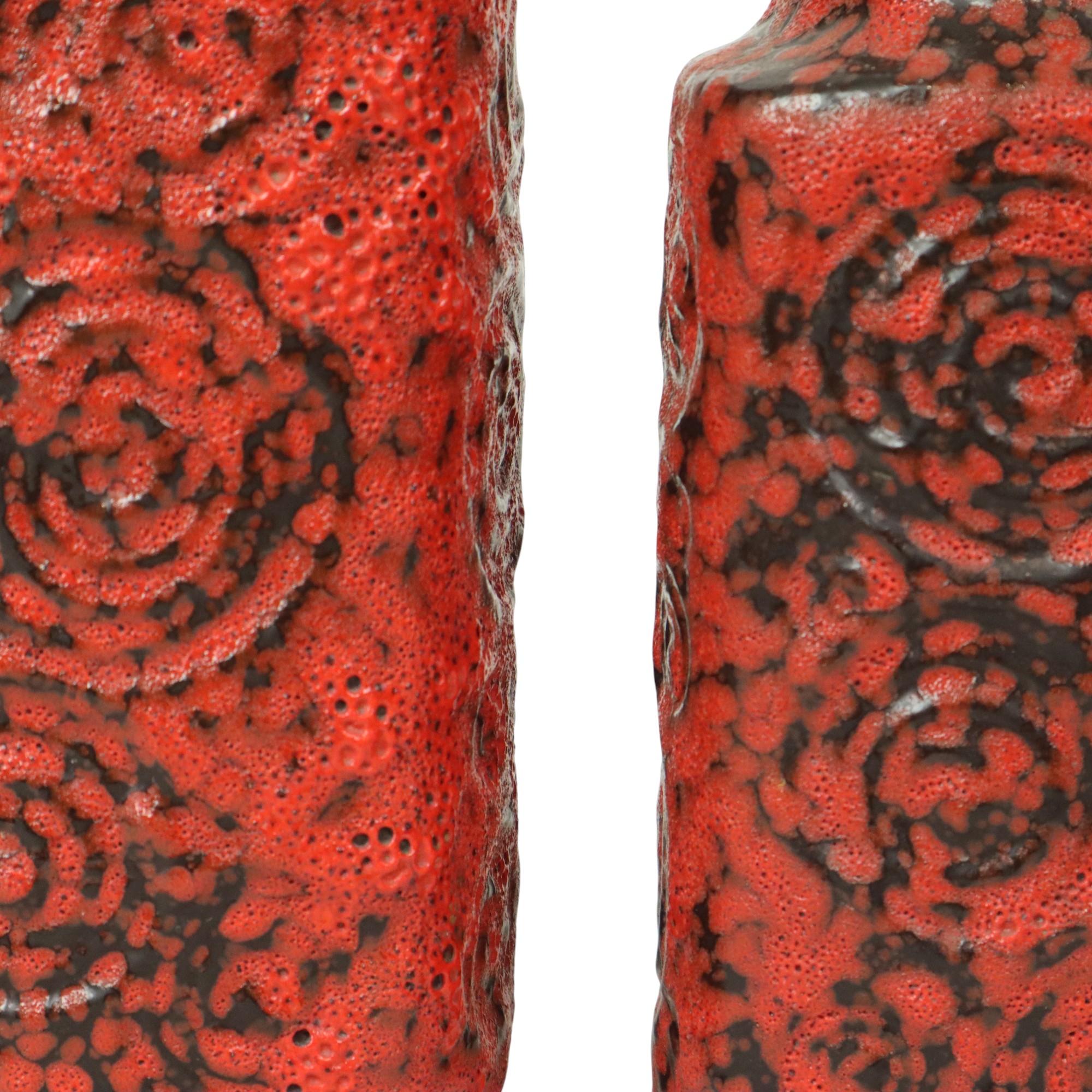 Set of 2 Red Fat Lava Vases Scheurich Jura West Germany For Sale 5