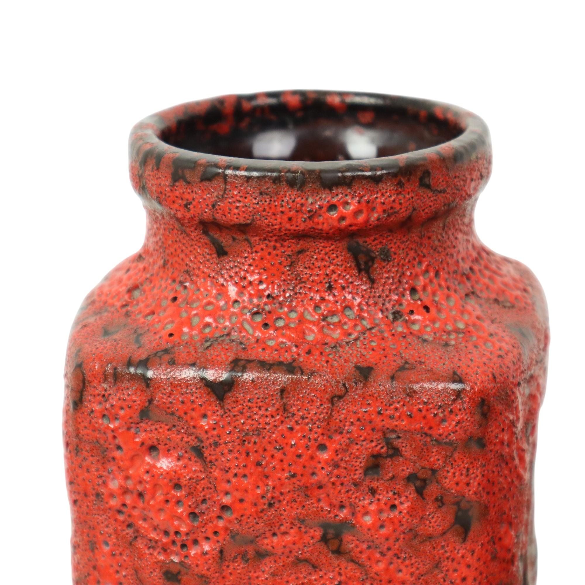 Set of 2 Red Fat Lava Vases Scheurich Jura West Germany For Sale 3