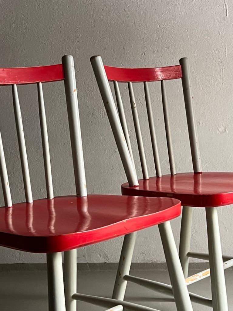 Rustique Ensemble de 2 chaises rustiques scandinaves, années 1950
