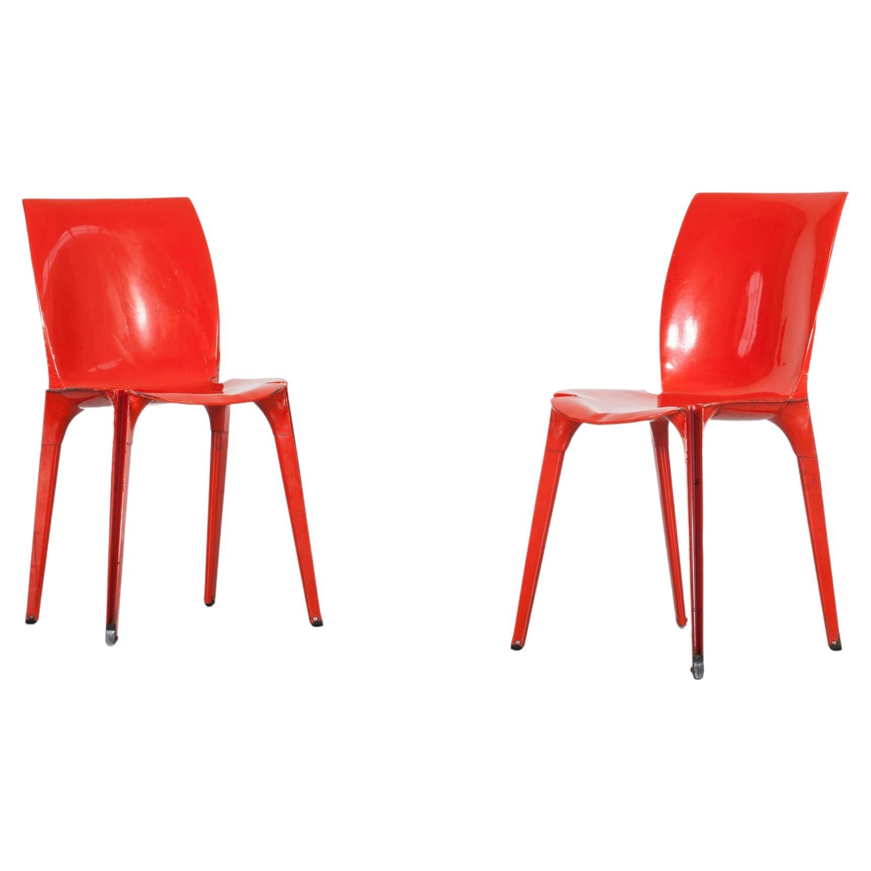 Set of 2 red "Lamda" chairs, Design. Marco Zanuso & Richard Sapper for Gavina in vendita