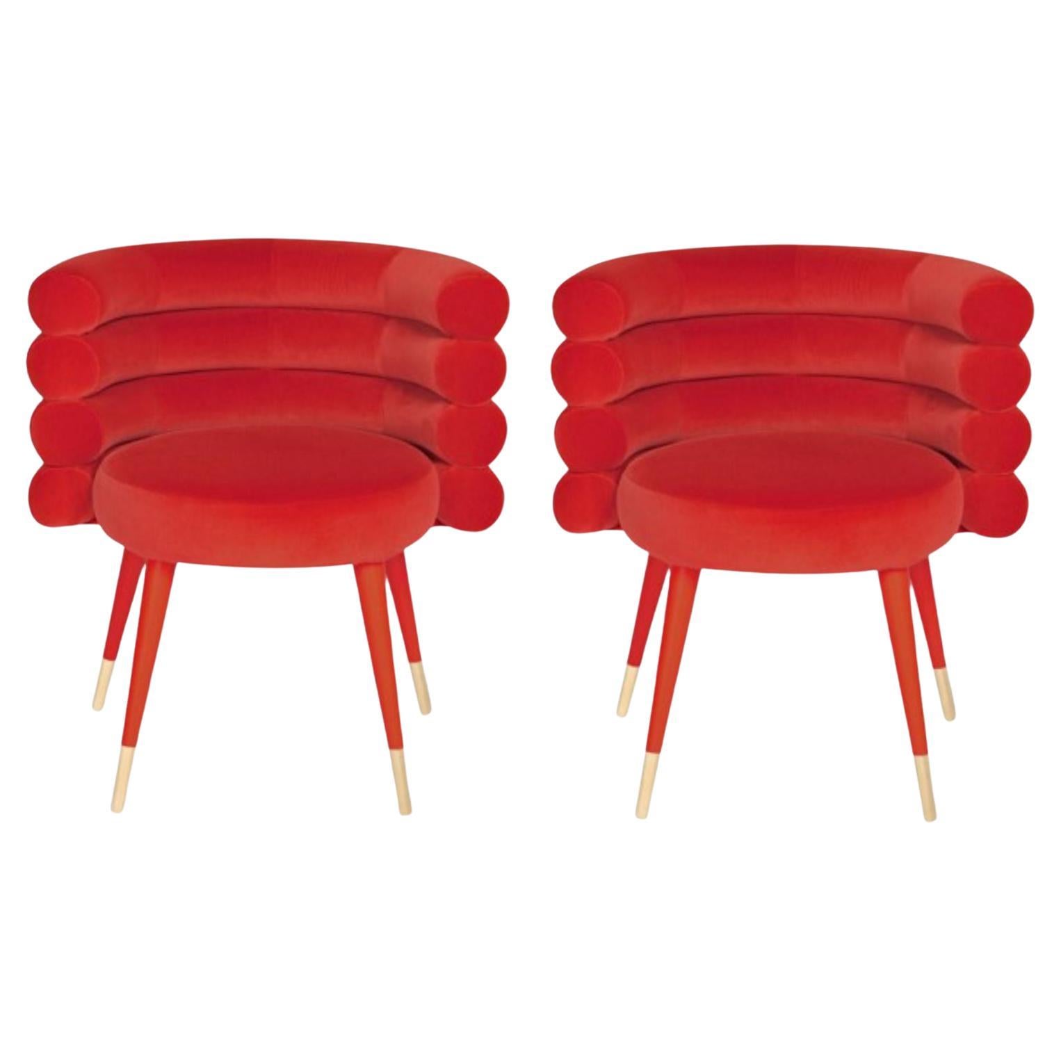 Set of 2 Red Marshmallow Dining Chairs by Royal Stranger For Sale