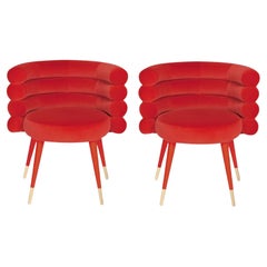 Set of 2 Red Marshmallow Dining Chairs by Royal Stranger