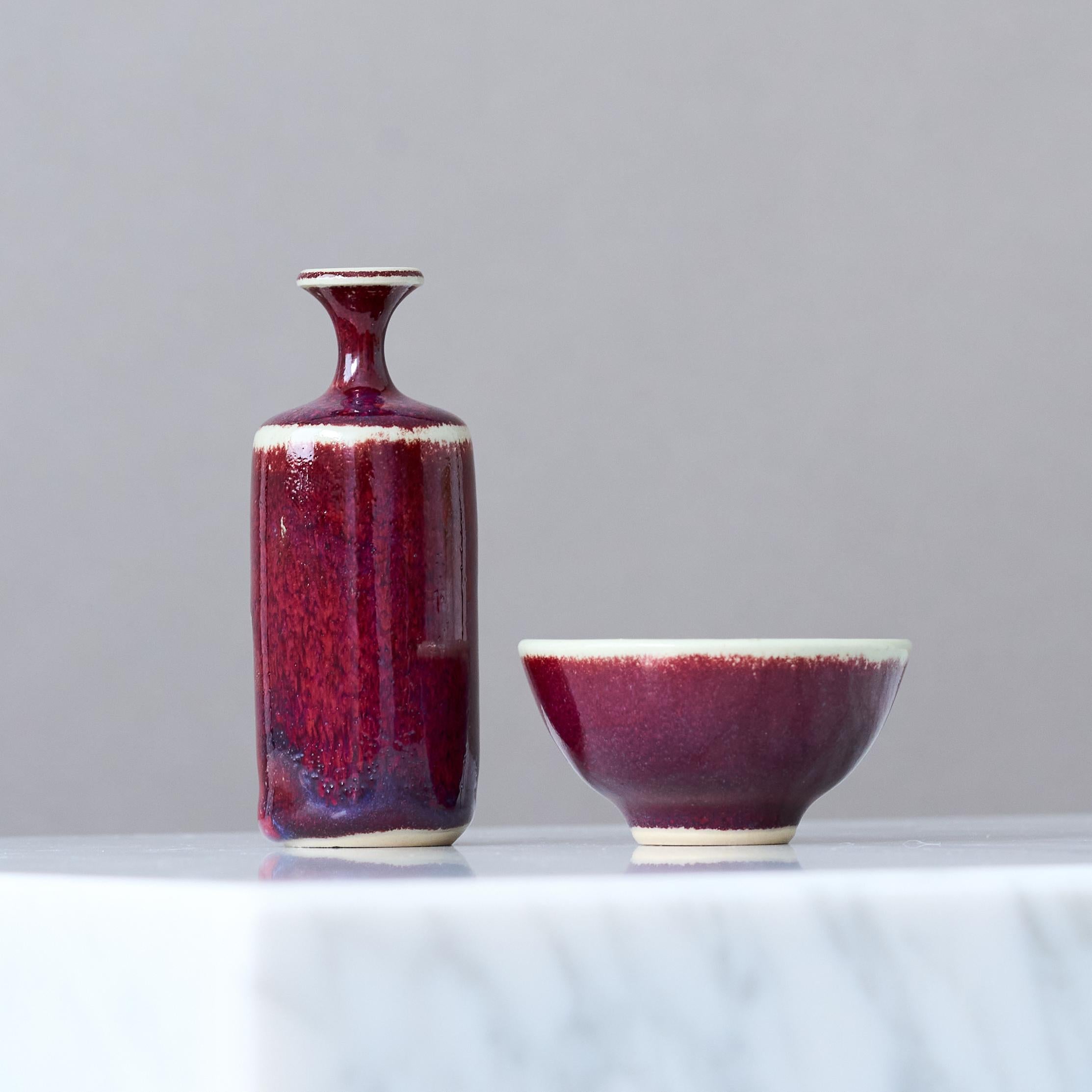 Scandinave moderne Ensemble de 2 vases miniatures en grès rouge du céramiste suédois Rolf Palm, années 1970 en vente