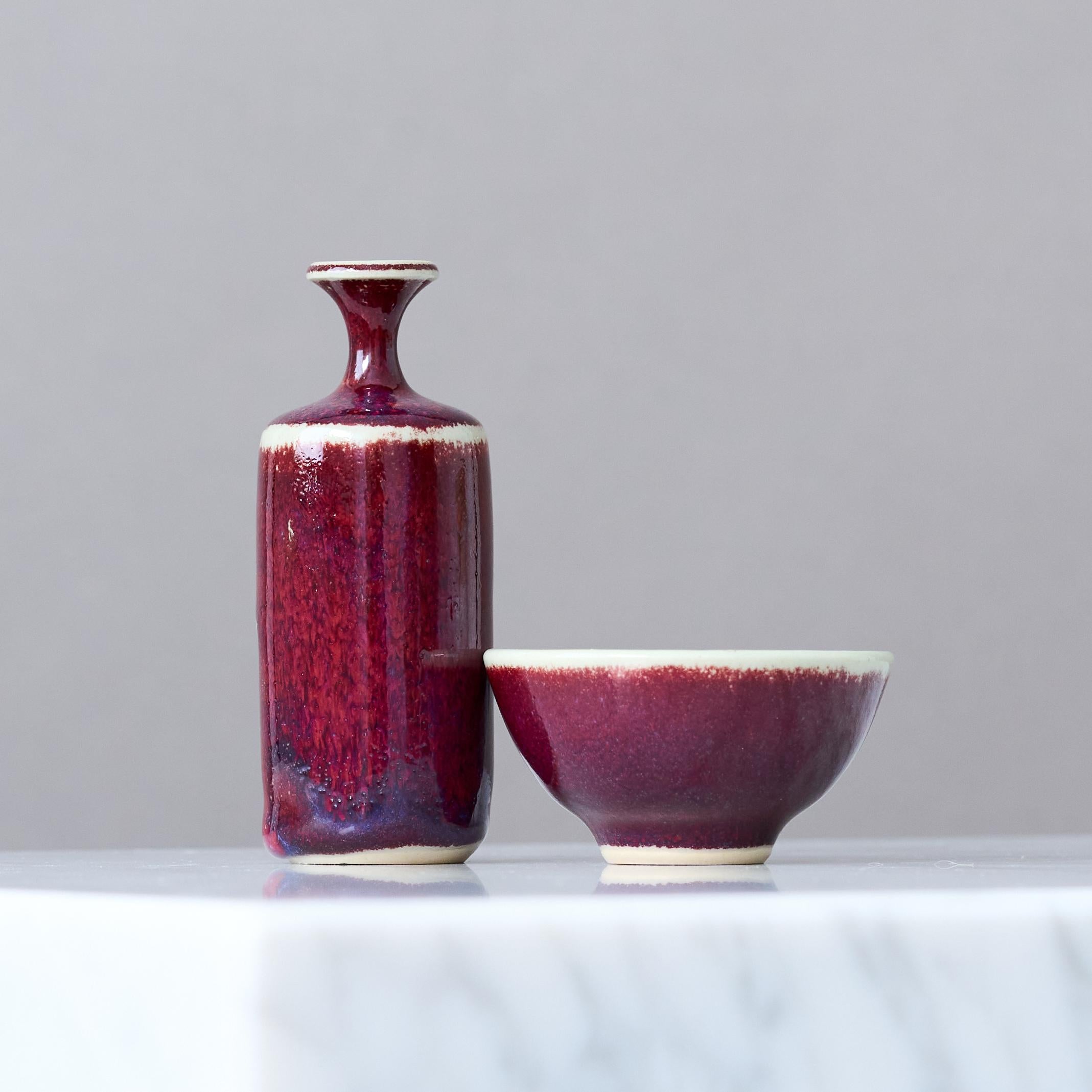 Suédois Ensemble de 2 vases miniatures en grès rouge du céramiste suédois Rolf Palm, années 1970 en vente