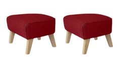 Lote de 2 Taburete rojo, roble natural Raf Simons Vidar 3 My Own Chair Footstool by Lassen