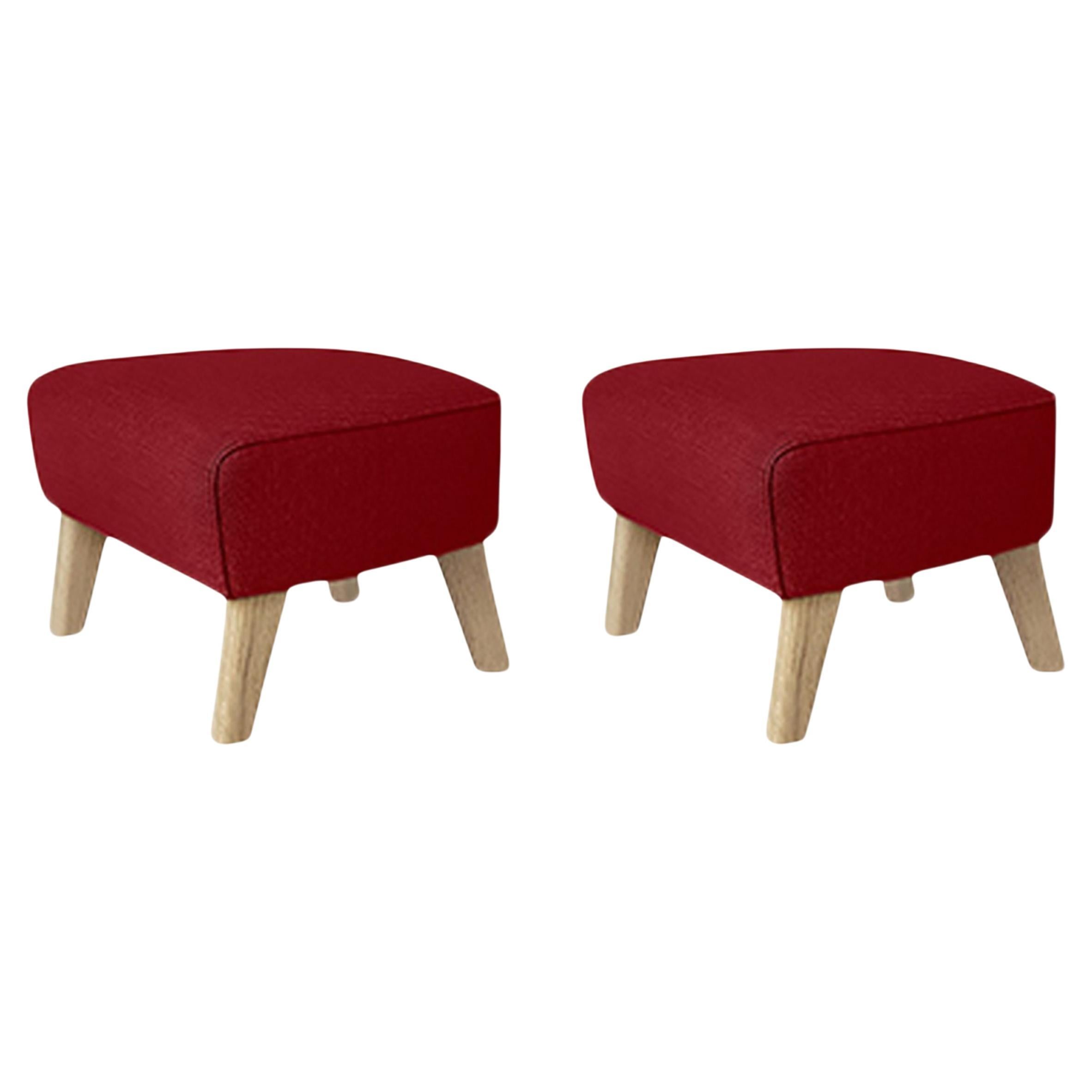 Set of 2 Red, Natural Oak Raf Simons Vidar 3 My Own Chair Footstool by Lassen