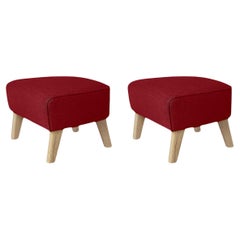 Set of 2 Red, Natural Oak Raf Simons Vidar 3 My Own Chair Footstool by Lassen