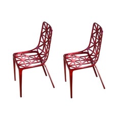 Set of 2 Red New Eiffel Tower Chairs by Alain Moatti