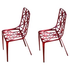 Ensemble de 2 chaises Tour Eiffel rouges par Alain Moatti