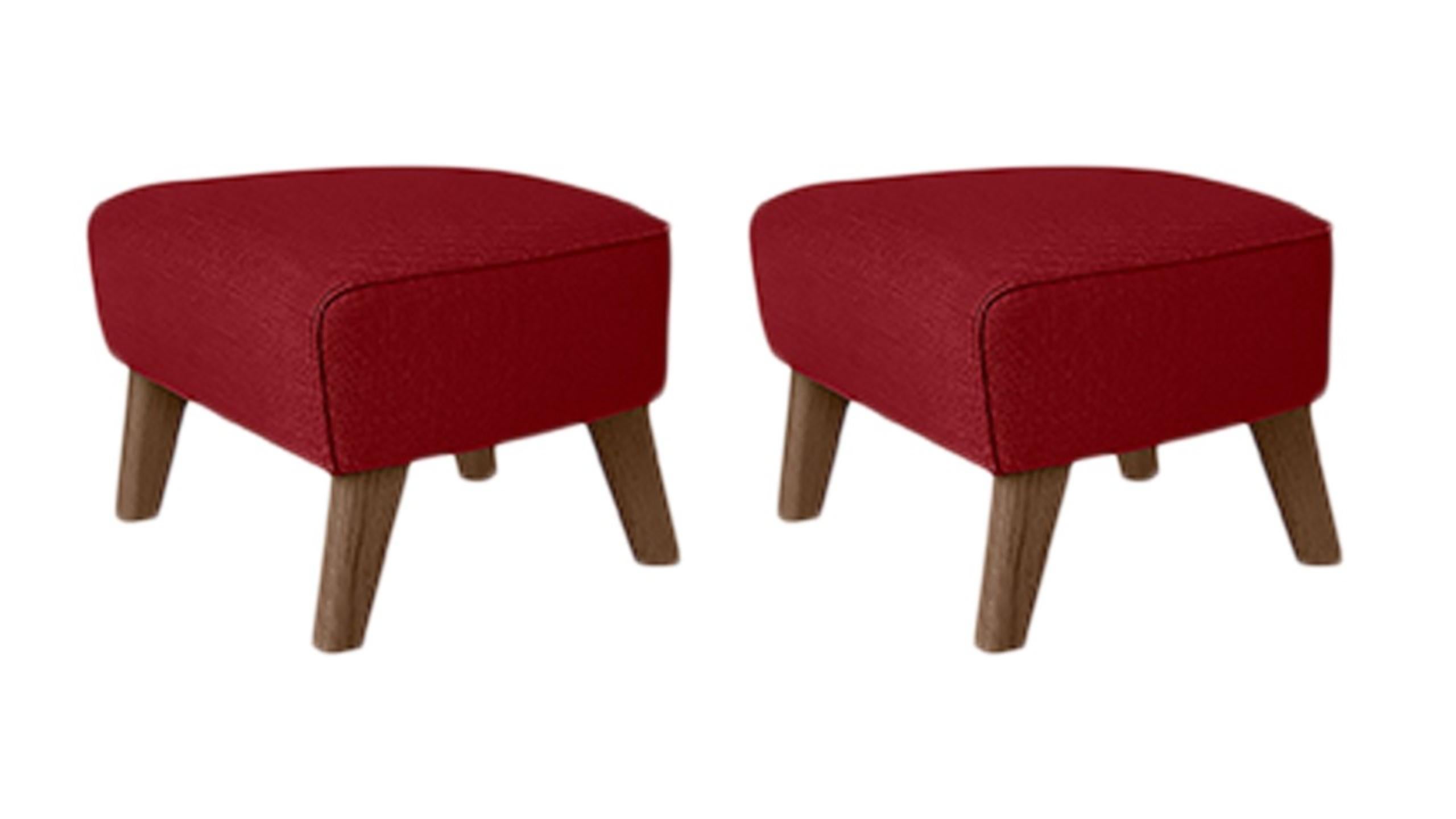 Set of 2 red, smoked Oak Raf Simons Vidar 3 My Own Chair footstool by Lassen
Dimensions: W 56 x D 58 x H 40 cm 
Materials: Textile
Also Available: Other colors available.

The My Own Chair footstool has been designed in the same spirit as