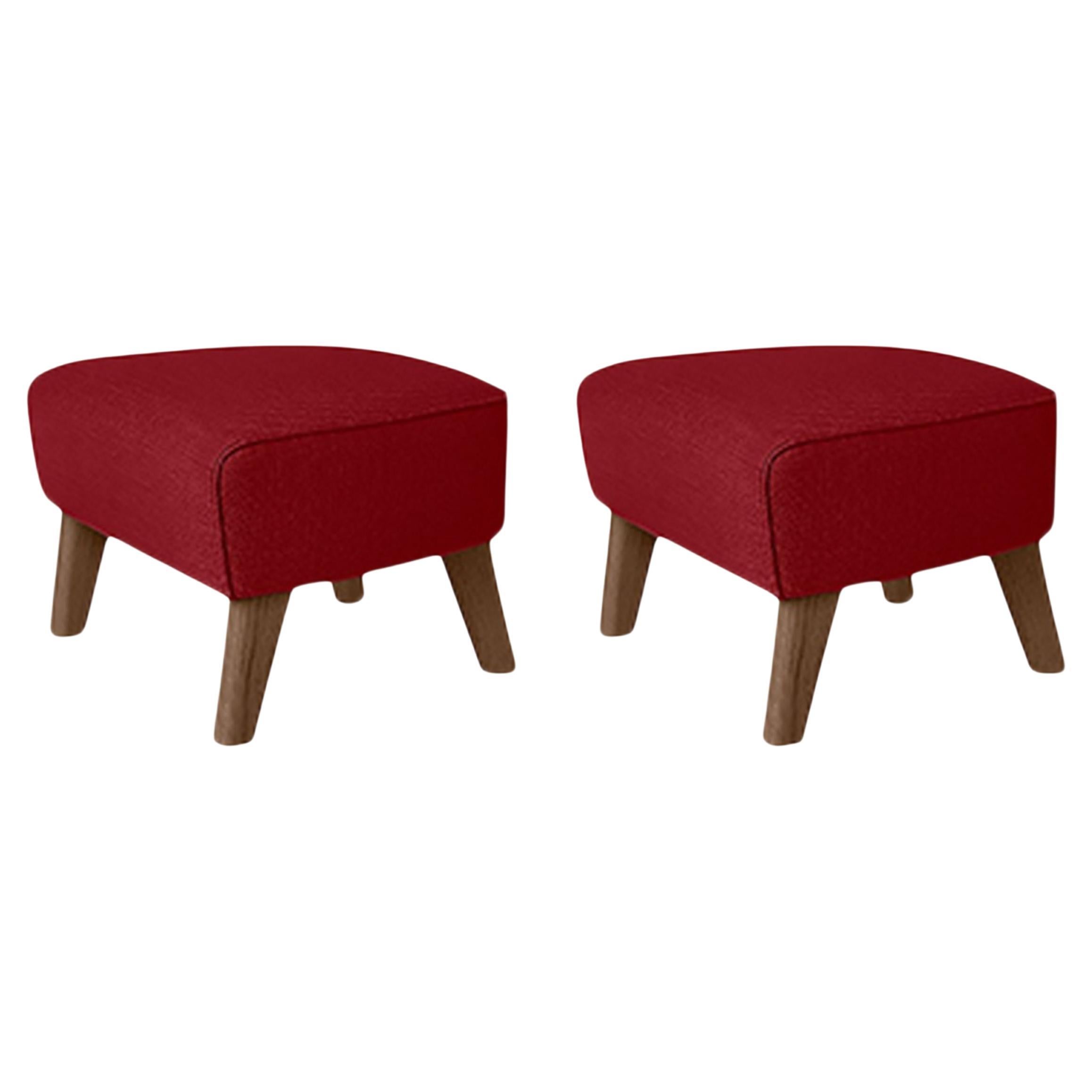 Set of 2 Red, Smoked Oak Raf Simons Vidar 3 My Own Chair Footstool by Lassen For Sale