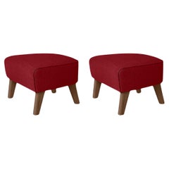 Set of 2 Red, Smoked Oak Raf Simons Vidar 3 My Own Chair Footstool by Lassen