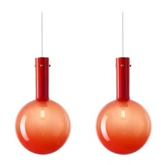 Ensemble de 2 lampes à suspension en sphaerae rouge par Dechem Studio