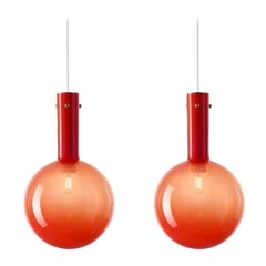 Set di 2 luci a sospensione rosse Sphaerae di Dechem Studio