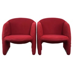 Set di 2 poltrone rosse dal design vintage di Artifort, Model No.
