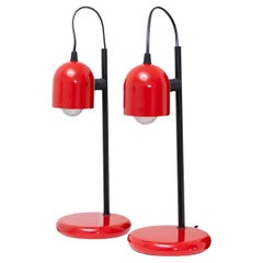 Set of 2 Red Vintage Table Lamps Postmodern Memphis Design Italy, 1980s