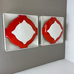 Set of 2 Red White Pop Art Metal Wall Light by Sölken Lights, Germany, 1970s