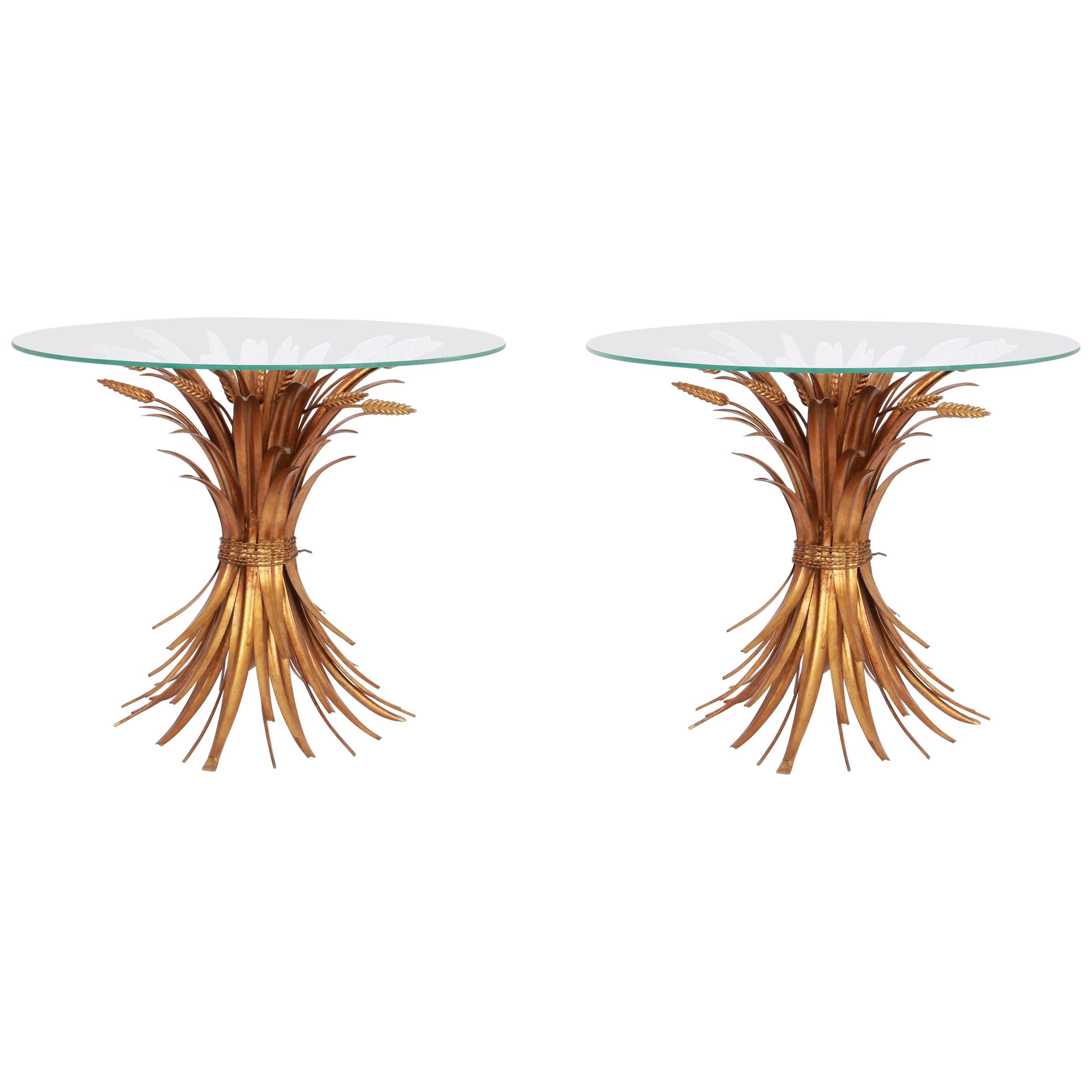 Set of 2 Regency Gilt Palm Tree and Wheat Coffee Table by Hans Kögl, 1970s