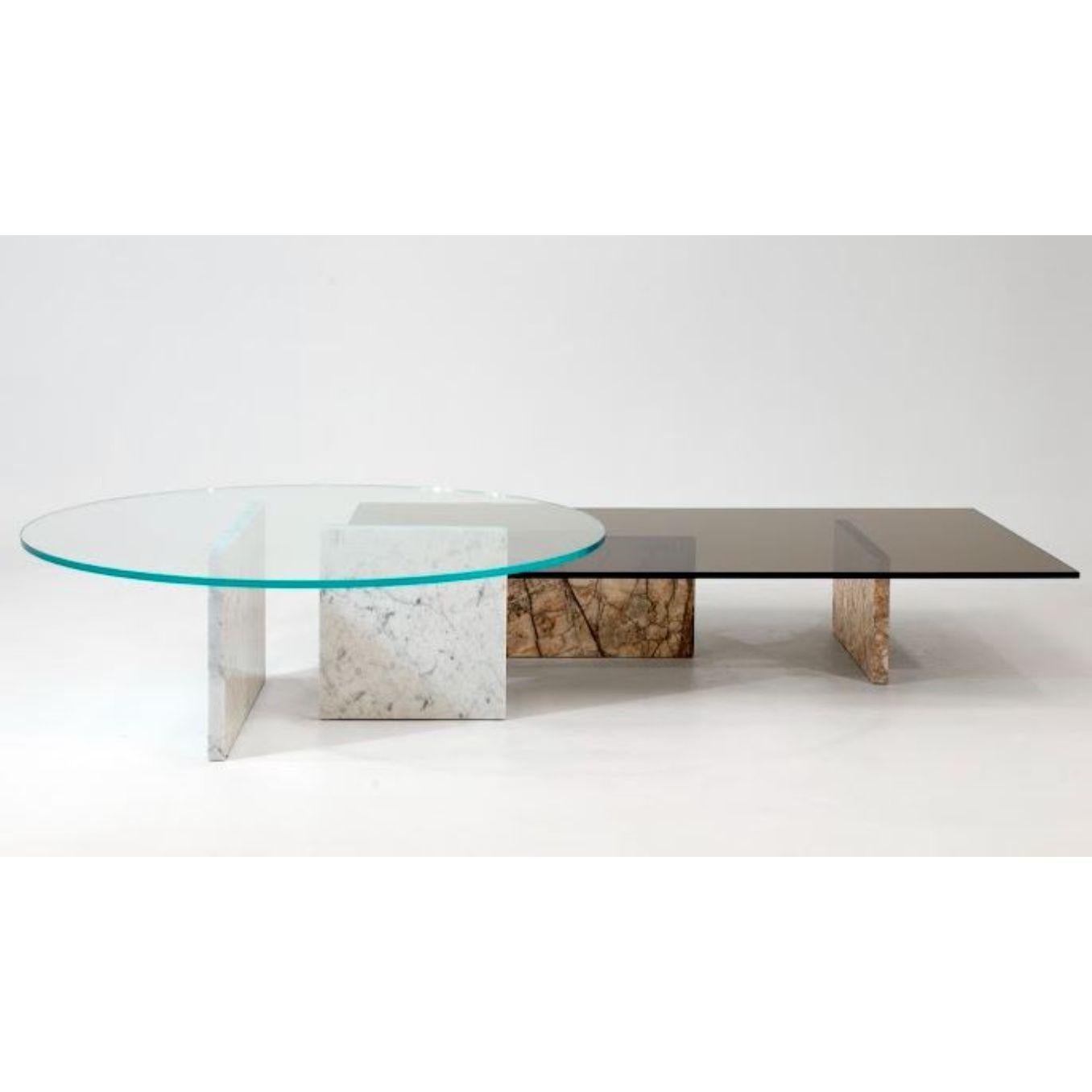 Set of 2 remerber me round coffee table by Claste
Dimensions: D 76.2 x W 137.2 x H 35.5 cm
Material: Carrara Gioia, Belvedere black, Mont Blanc, Manhatten Calacatta, Fusion marble, temptation Marble, blue Mare 
Weight: 119 kg

Since 2017