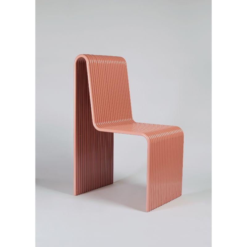 Set of 2, ribbon chairs, pink by Laun (handmade in Los Angeles)
Ribbon Collection
Dimensions: H.89, D.65, W.42 cm.
Materials: powder coated aluminum.

Also available: ribbon stool, ribbon lounge chair, custom sizing, and finishes upon