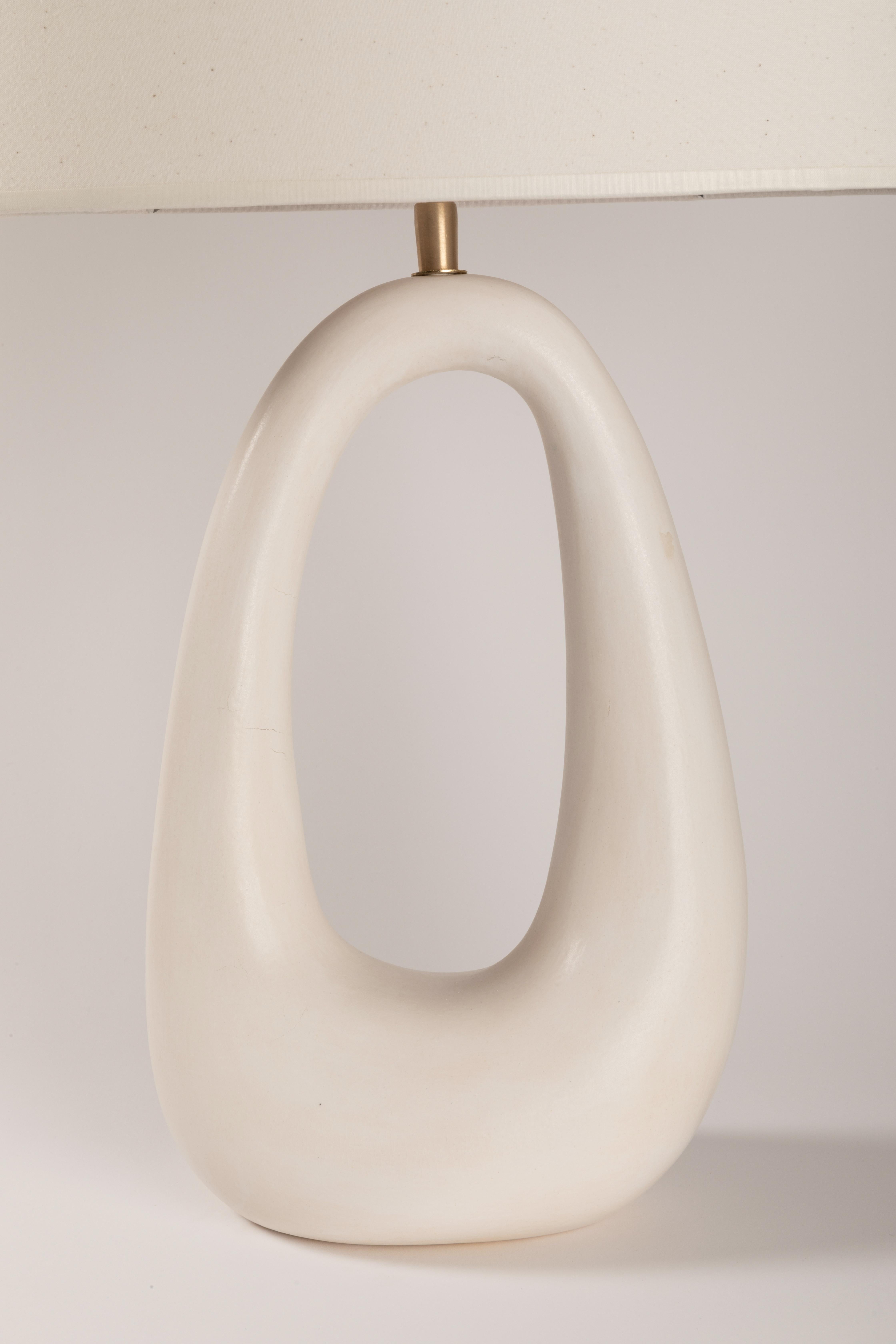 Brass Set of 2 Ring Table Lamps by Elsa Foulon