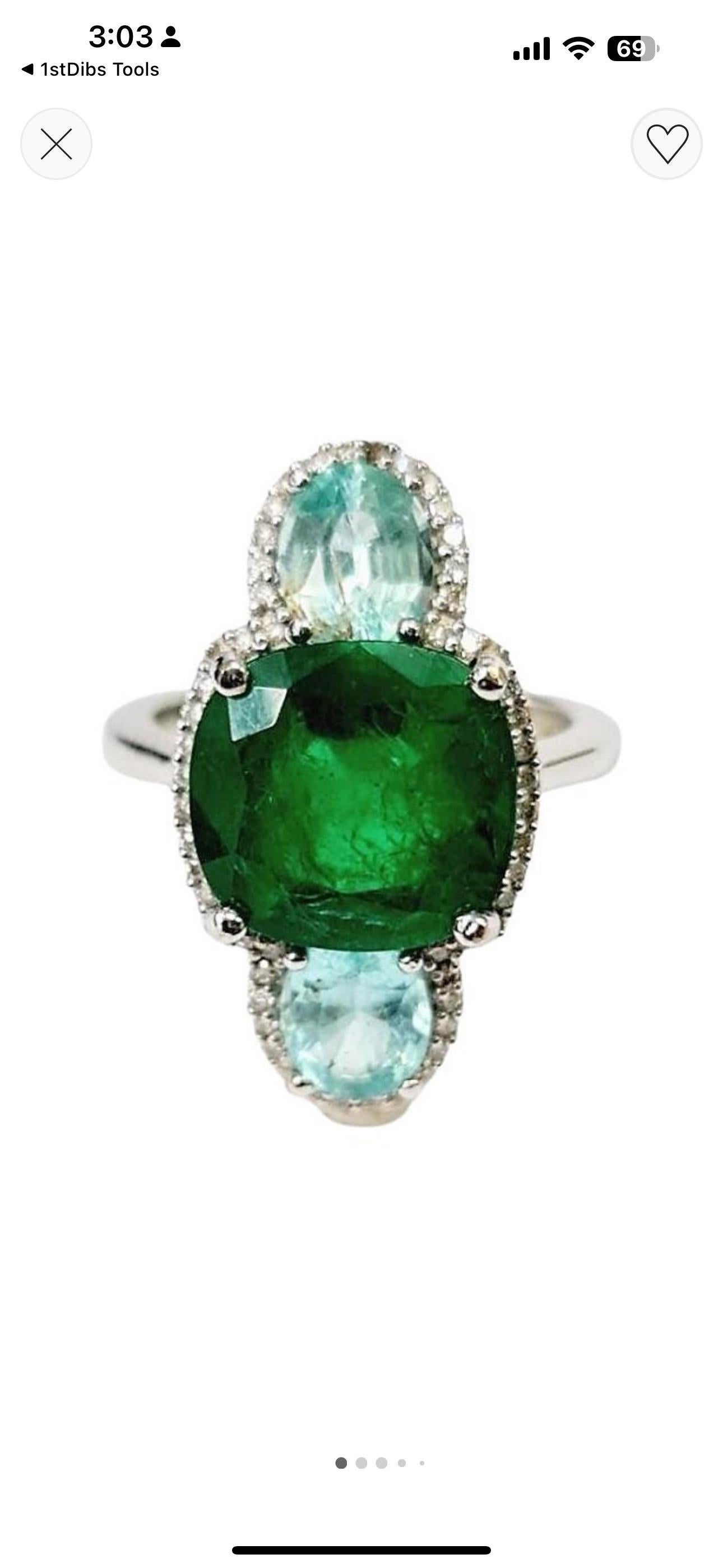 Modern Set of 2 Rings - Emerald and Diamond / Emerald and Paraiba Ring