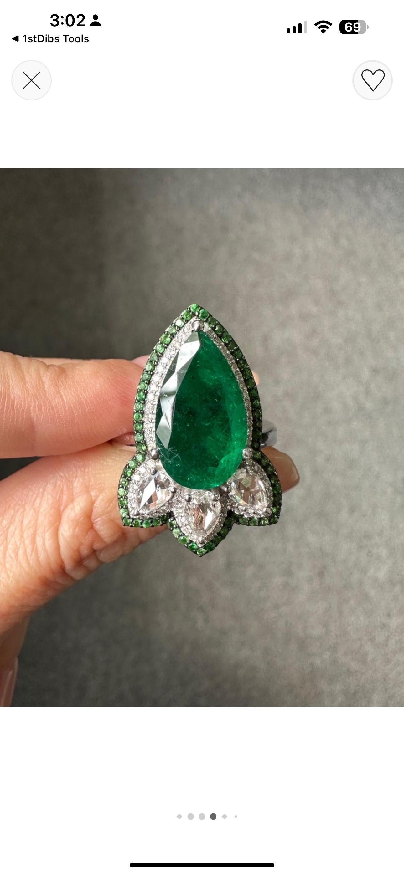 Mixed Cut Set of 2 Rings - Emerald and Diamond / Emerald and Paraiba Ring