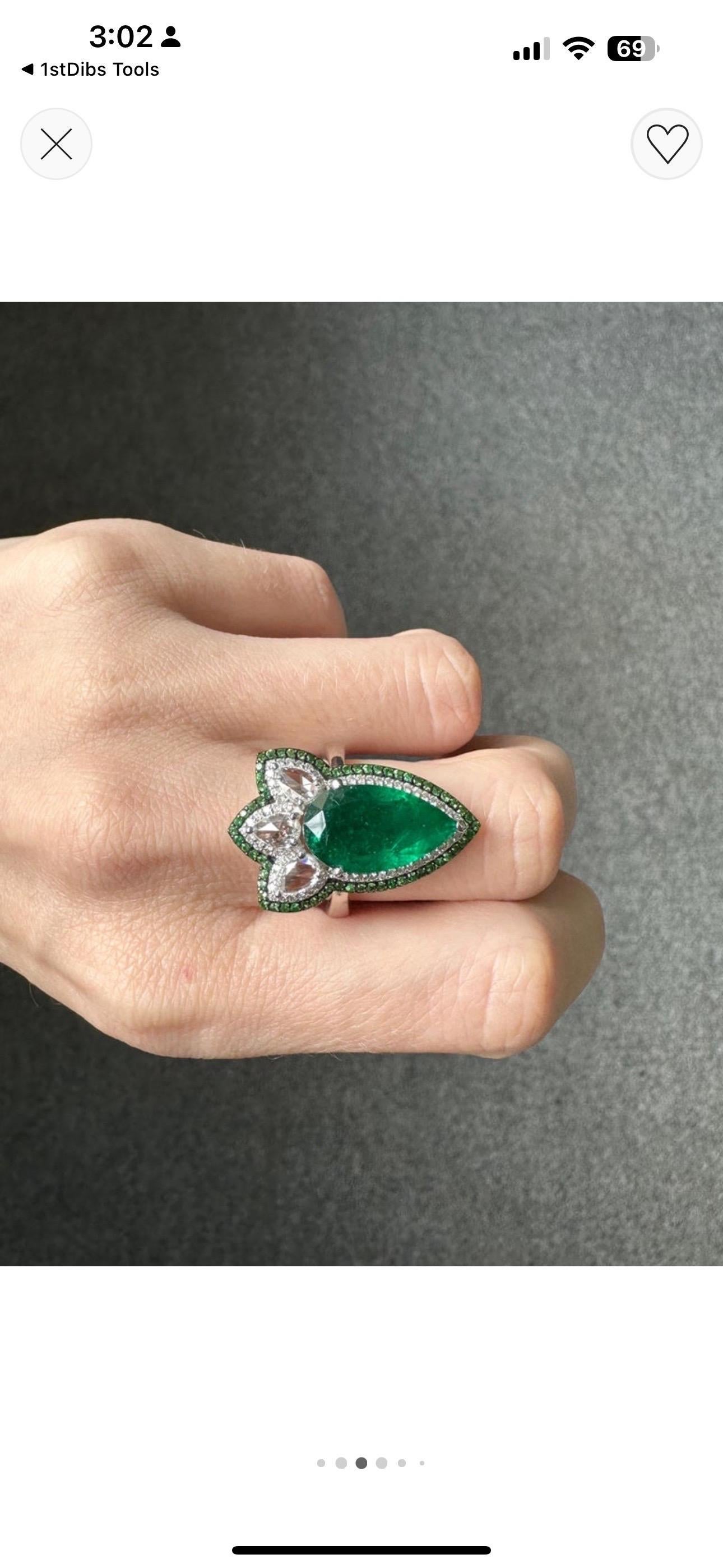 Women's Set of 2 Rings - Emerald and Diamond / Emerald and Paraiba Ring