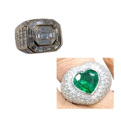 Set of 2 rings - Emerald and Diamond Rings