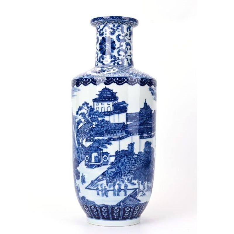 Chinois Ensemble de 2 vases River Crossing, Four Treasures de WL CERAMICS en vente