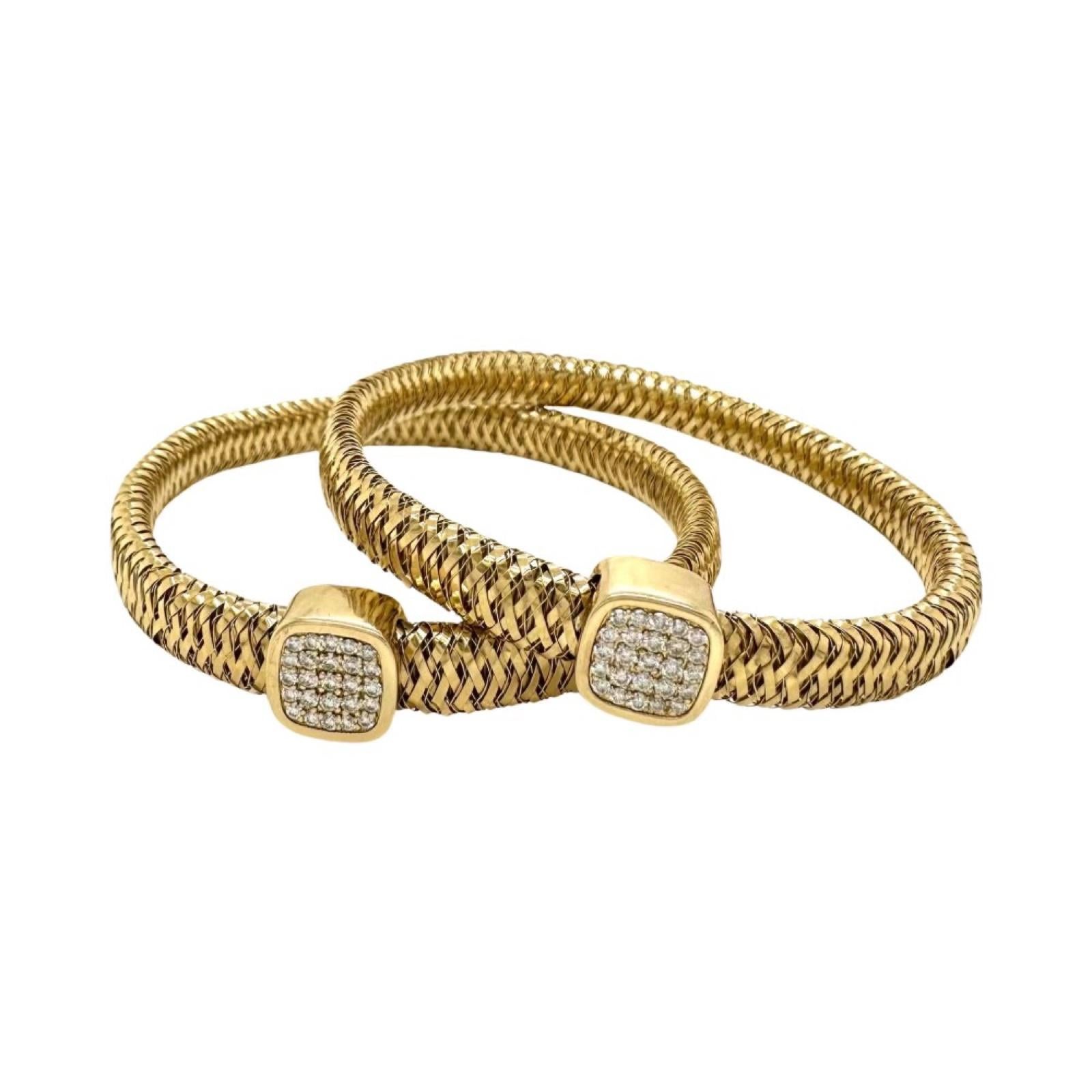 Lot de 2 bracelets flexibles en or jaune 18 carats de Roberto Coin Primavera Excellent état - En vente à Miami, FL