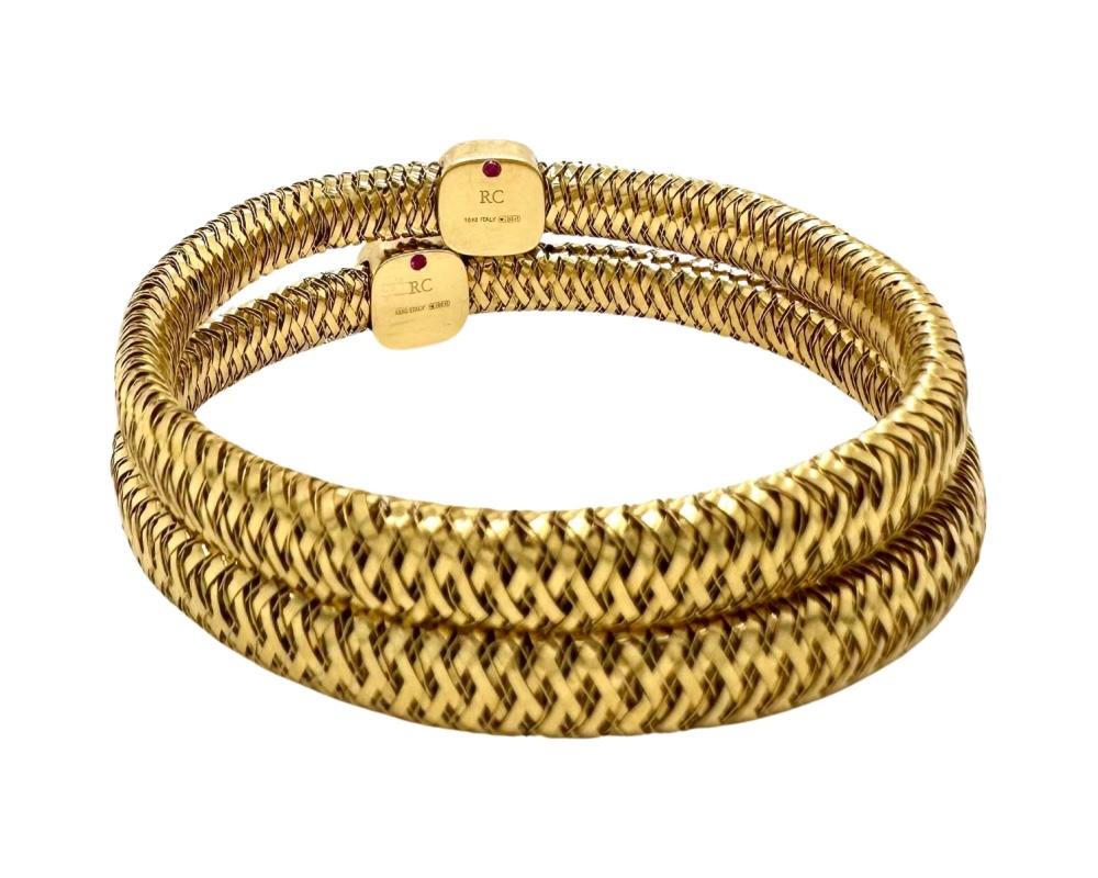 Lot de 2 bracelets flexibles en or jaune 18 carats de Roberto Coin Primavera Unisexe en vente