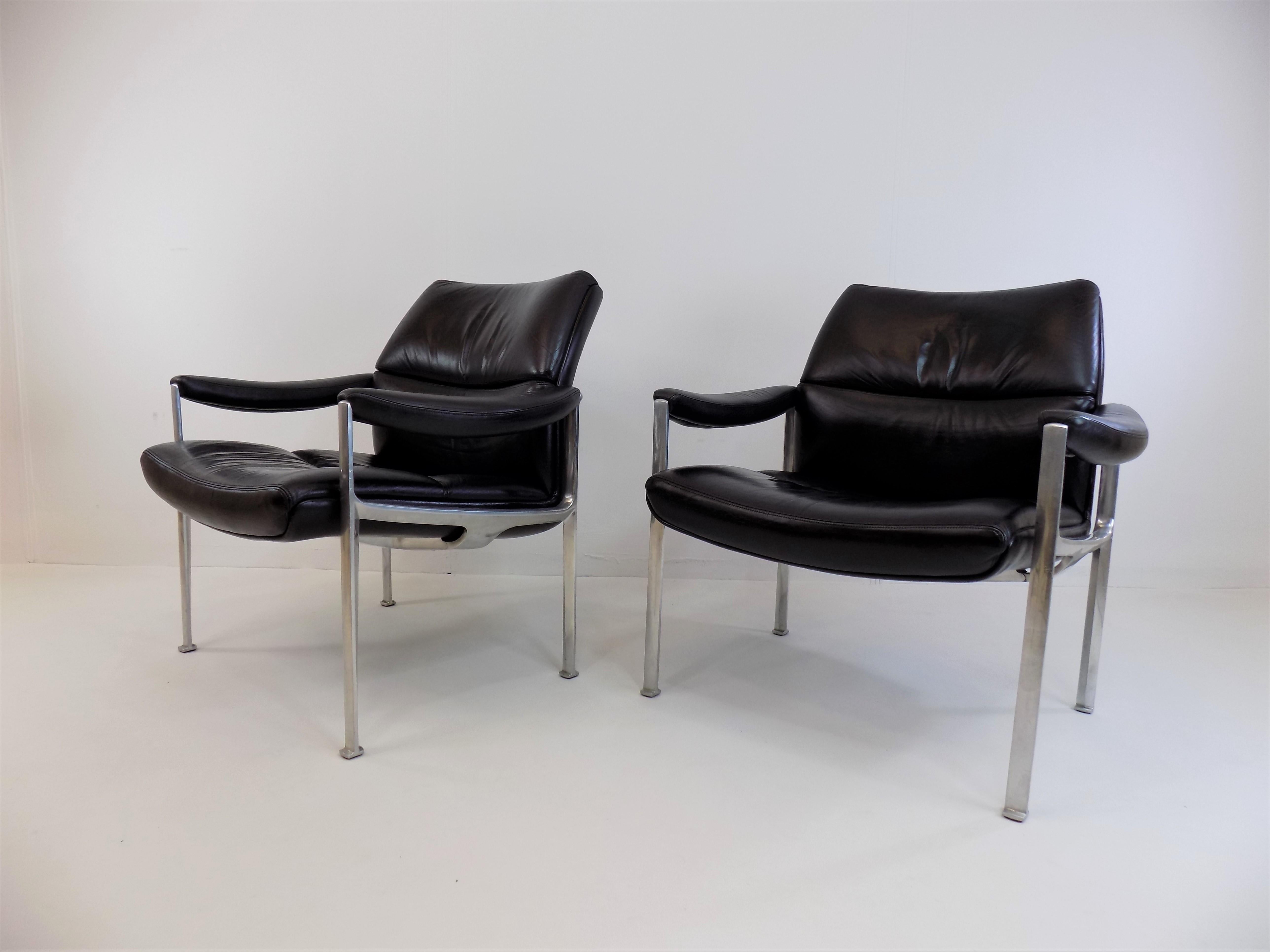 Set of 2 Röder Söhne Leather Lounge Chairs by Miller Borgsen 1