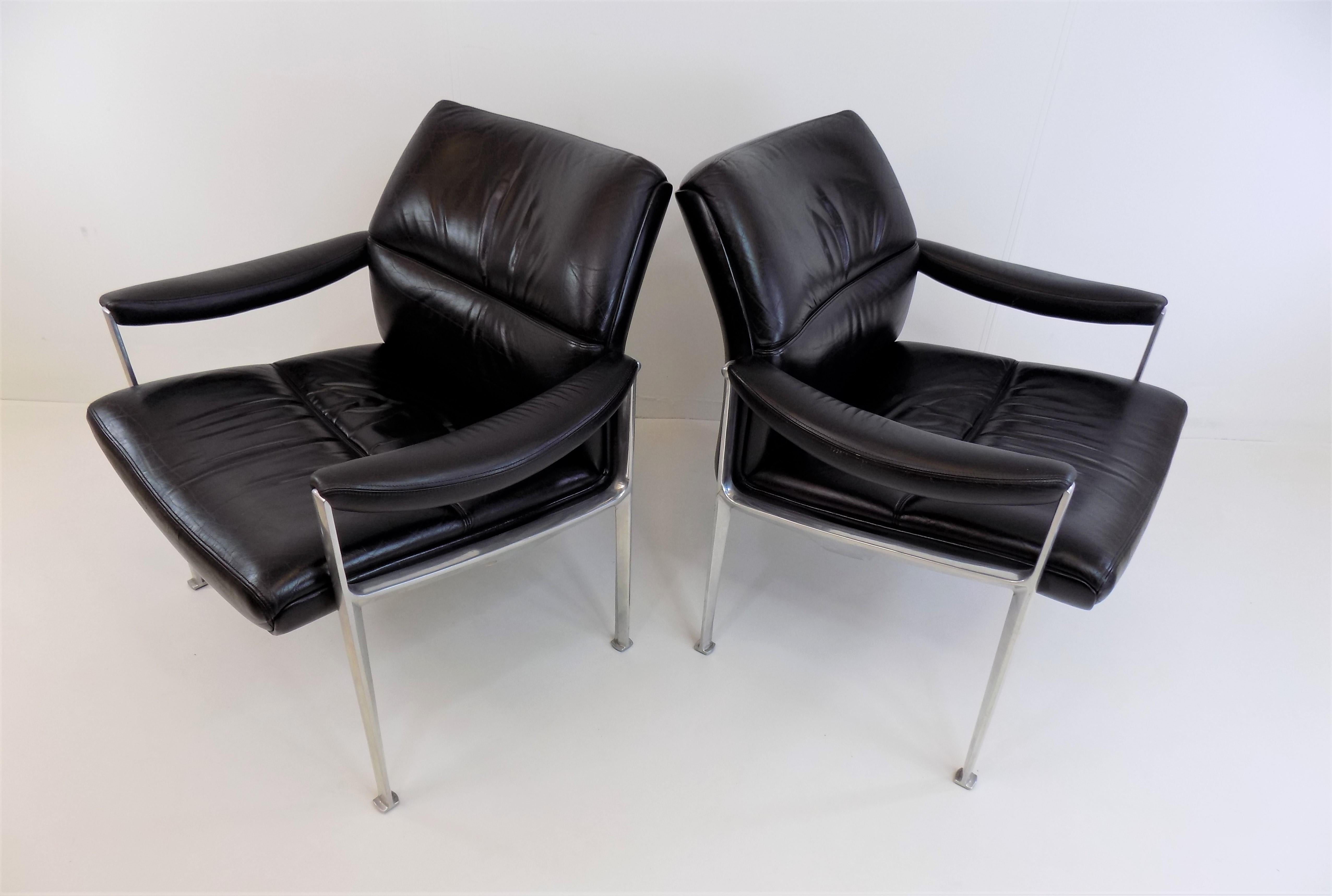 Set of 2 Röder Söhne Leather Lounge Chairs by Miller Borgsen 3