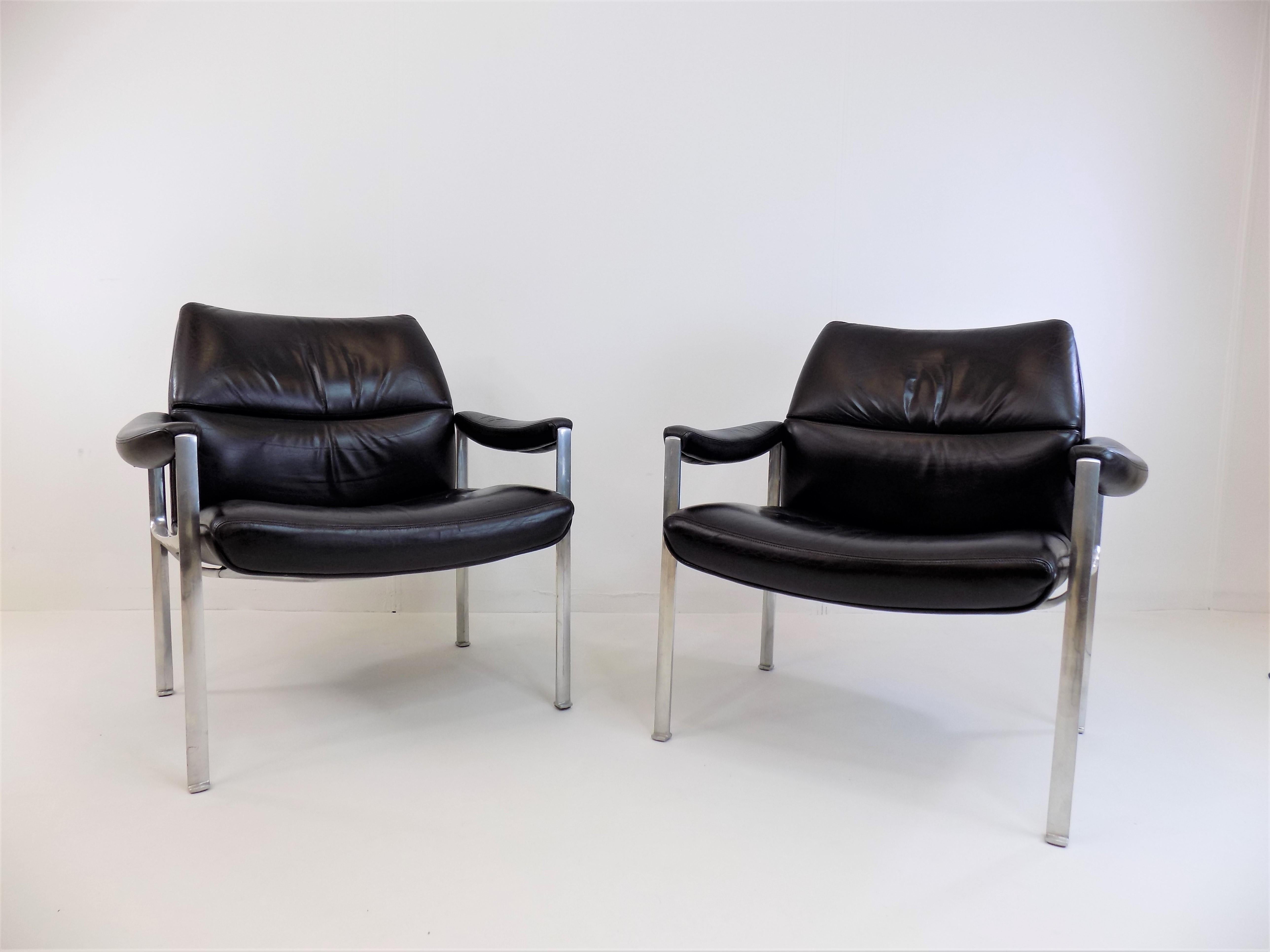 Set of 2 Röder Söhne Leather Lounge Chairs by Miller Borgsen 8