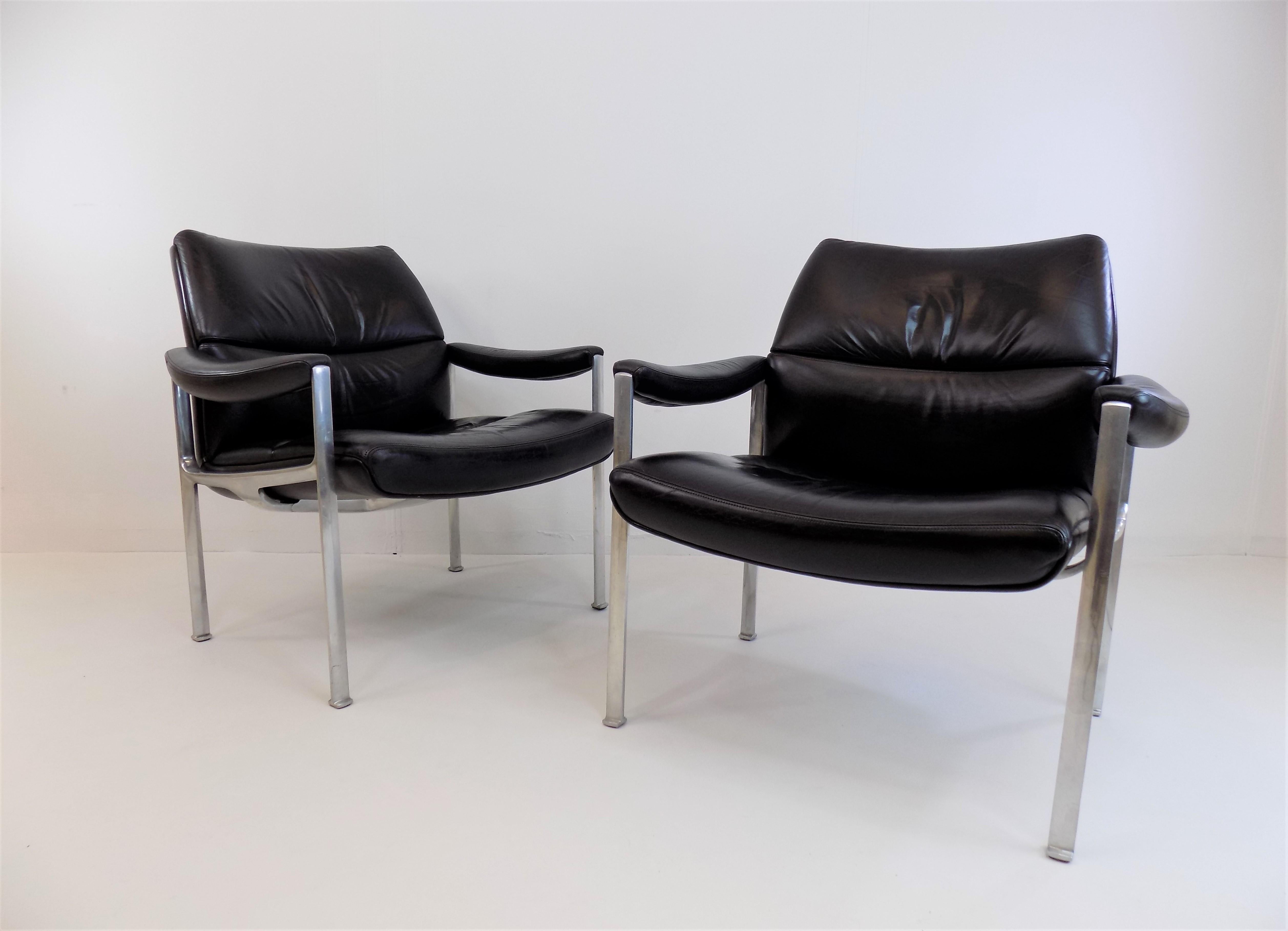 Set of 2 Röder Söhne Leather Lounge Chairs by Miller Borgsen 10