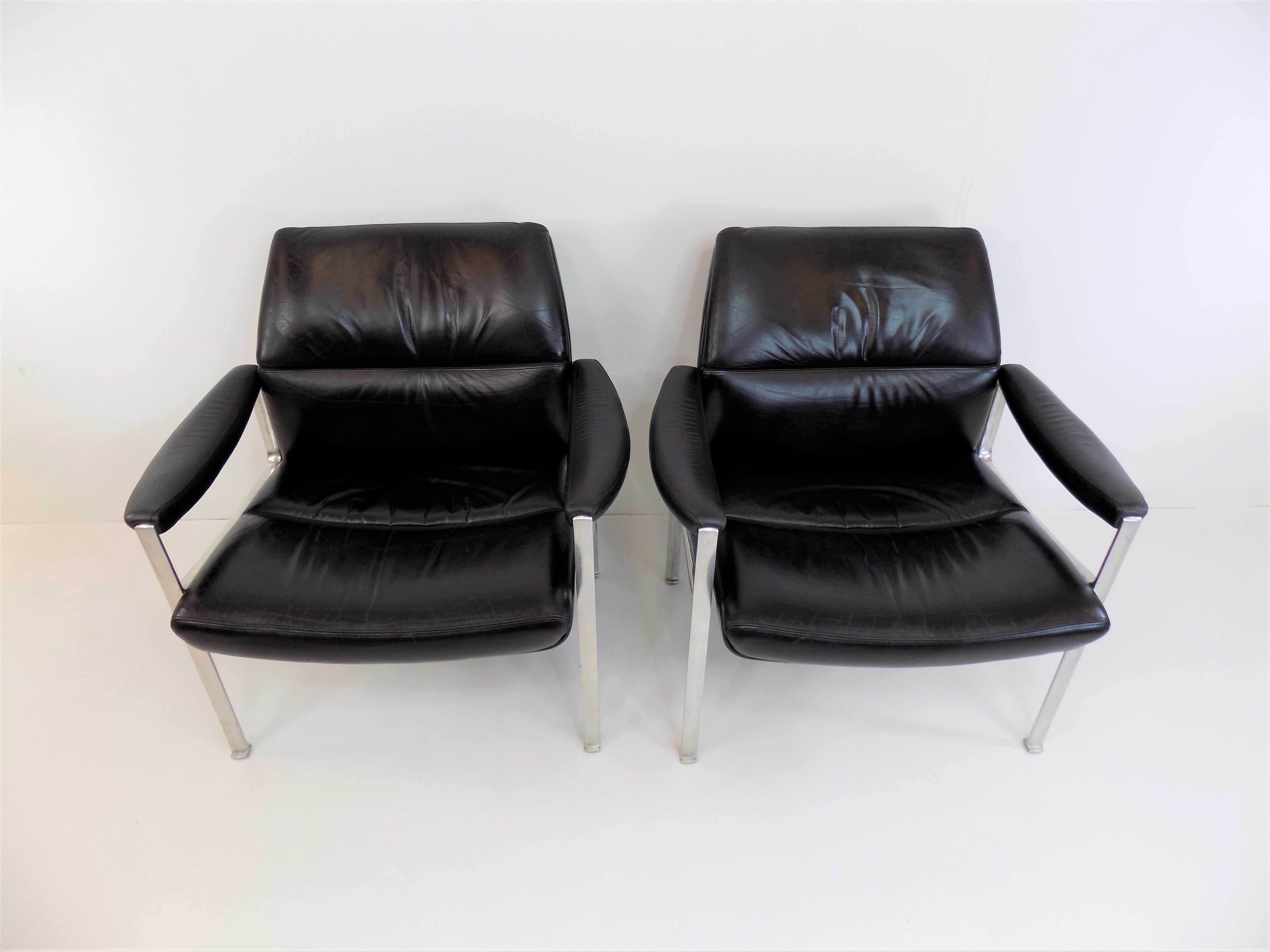Set of 2 Röder Söhne Leather Lounge Chairs by Miller Borgsen 11